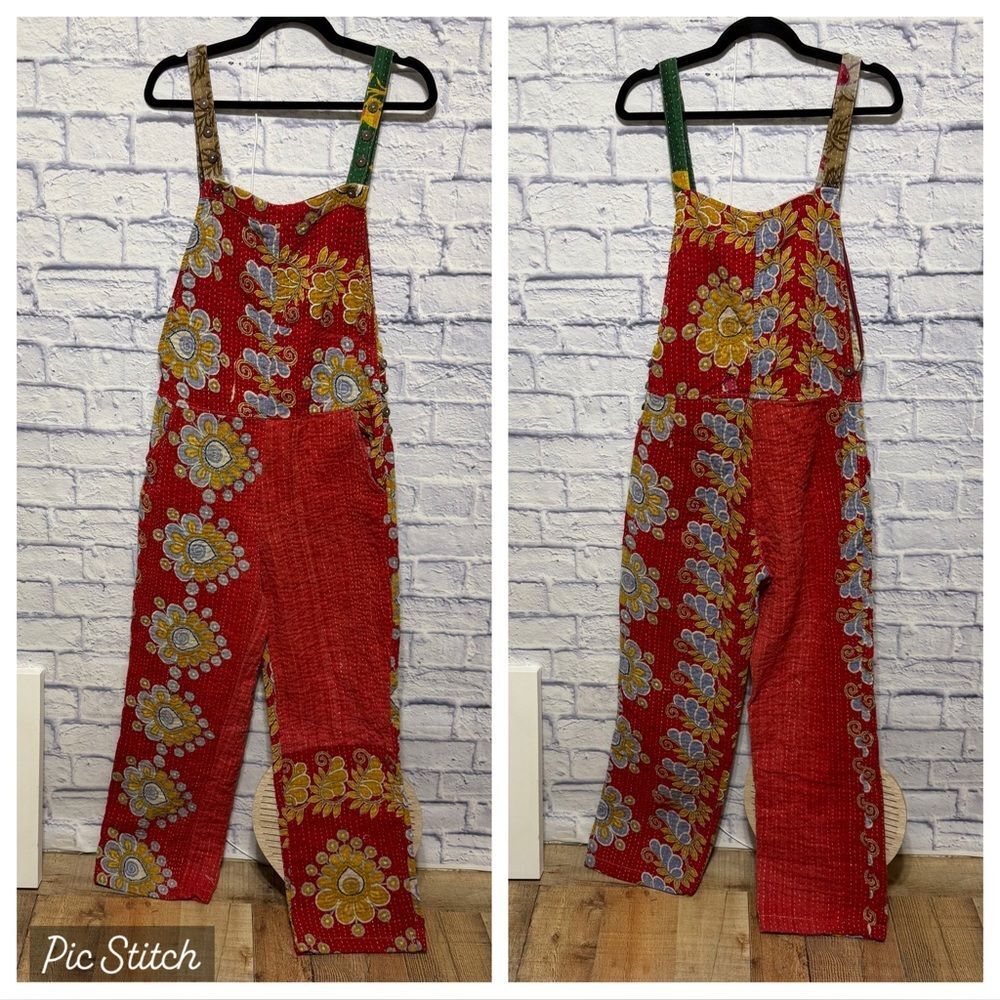 Earthbound Kantha Boho Floral
Patchwork Overalls